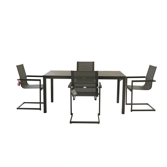 Tischgruppe »SOPHIA«, 5-tlg., Schwarz, Aluminium, Kunststoff