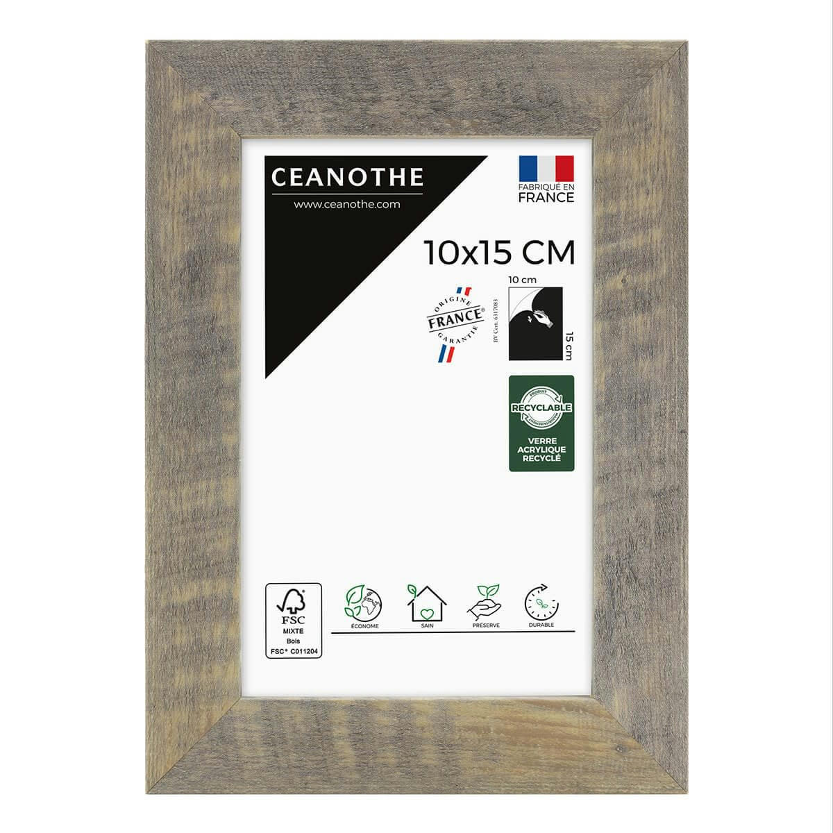 ALIZEE - Cadre photo brun 10x15 cm résine recyclée