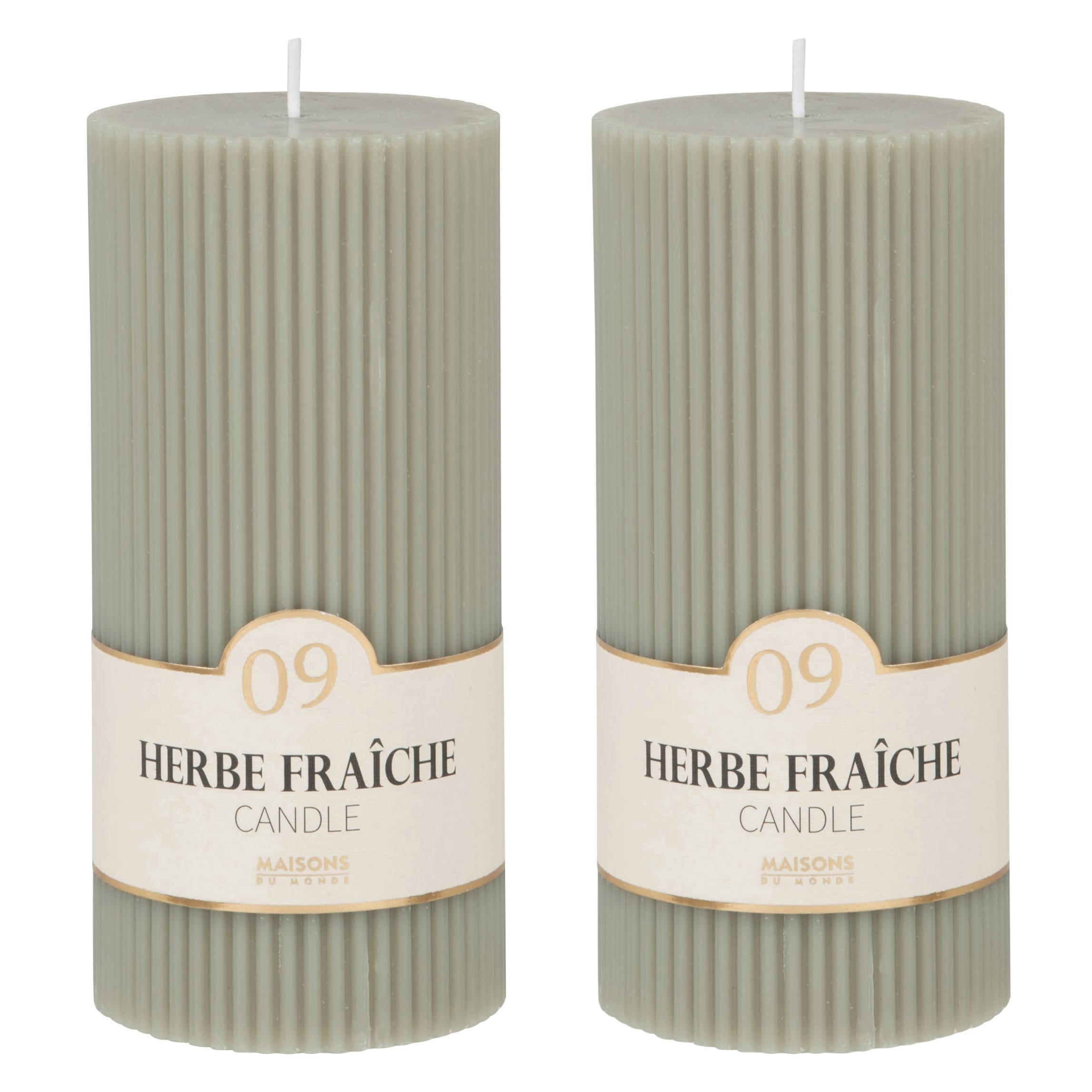 COLORAMA - Bougie striée parfumée verte H15, 500g