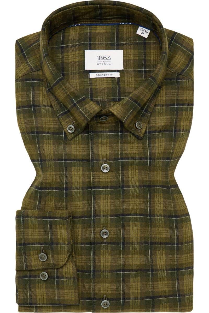 ETERNA 1863 Comfort Fit Flanellhemd khaki, Kariert