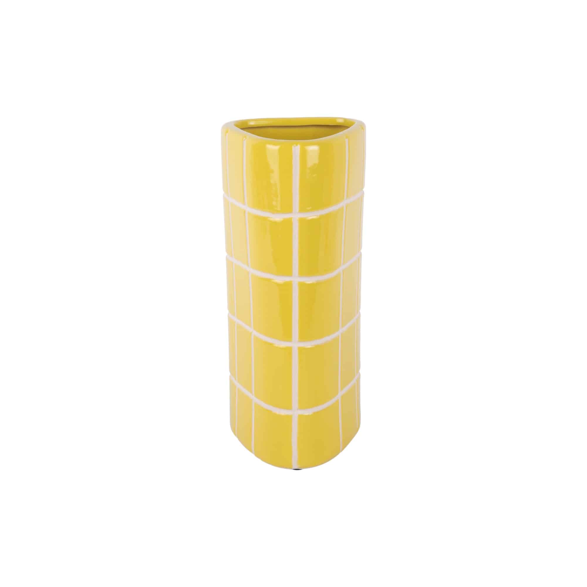 Present Time vaas Retro Tiles - geel - 12.6x11.5x26cm