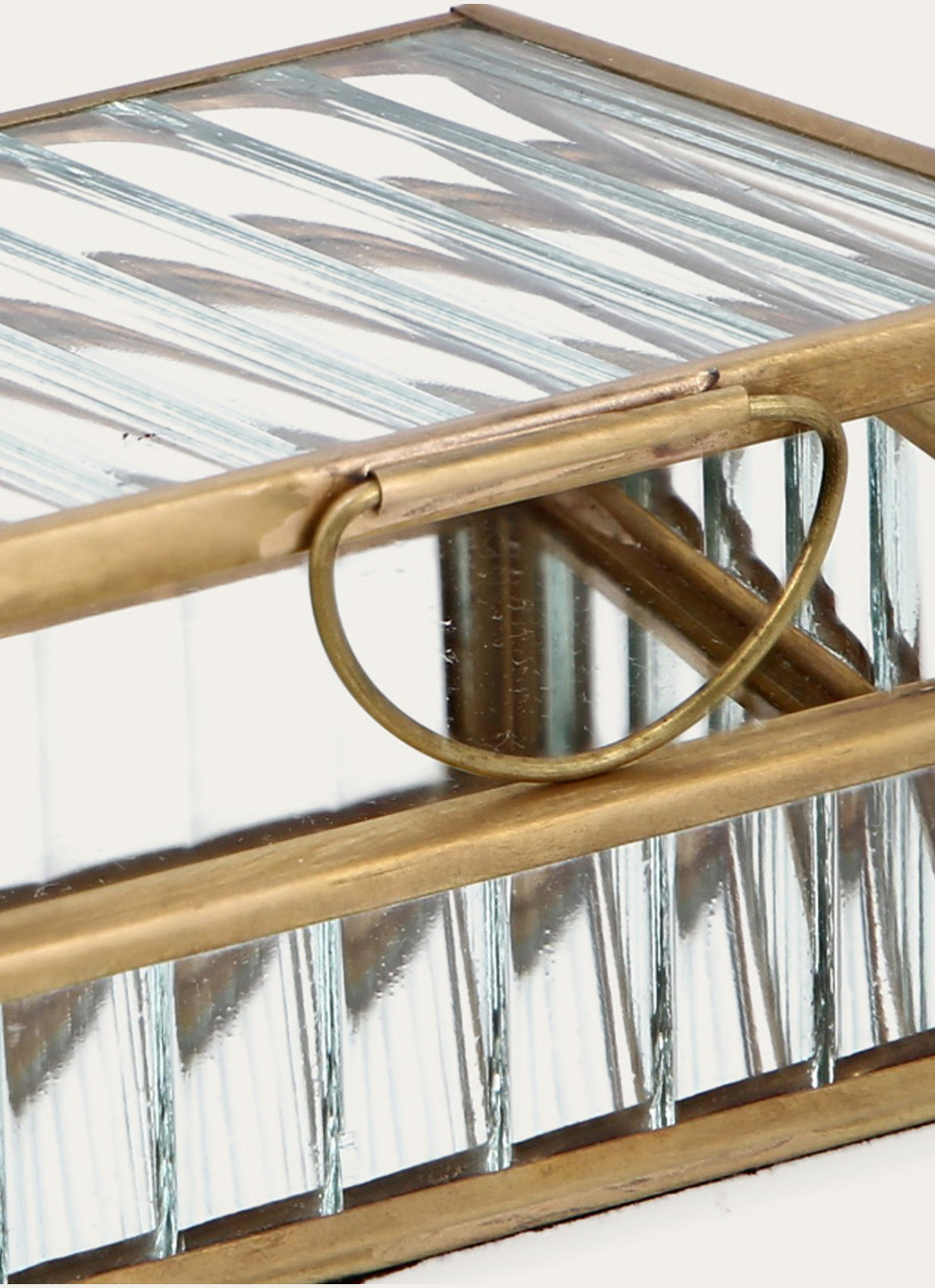 BOITE à BIJOUX EN VERRE STRIÉ (PM) TRANSPARENT/ OR