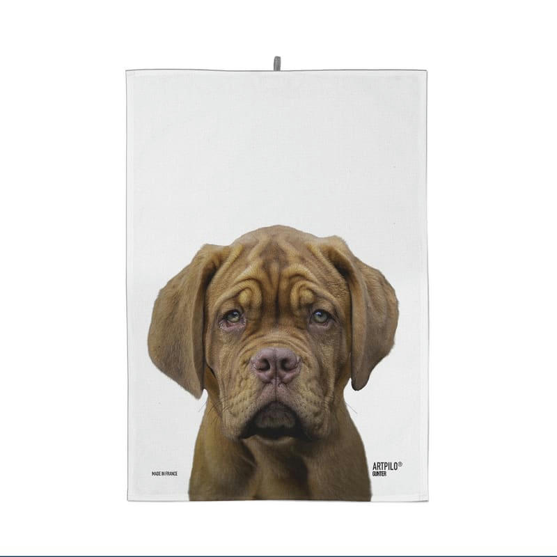 - Torchon de cuisine chien dogue 100% coton blanc