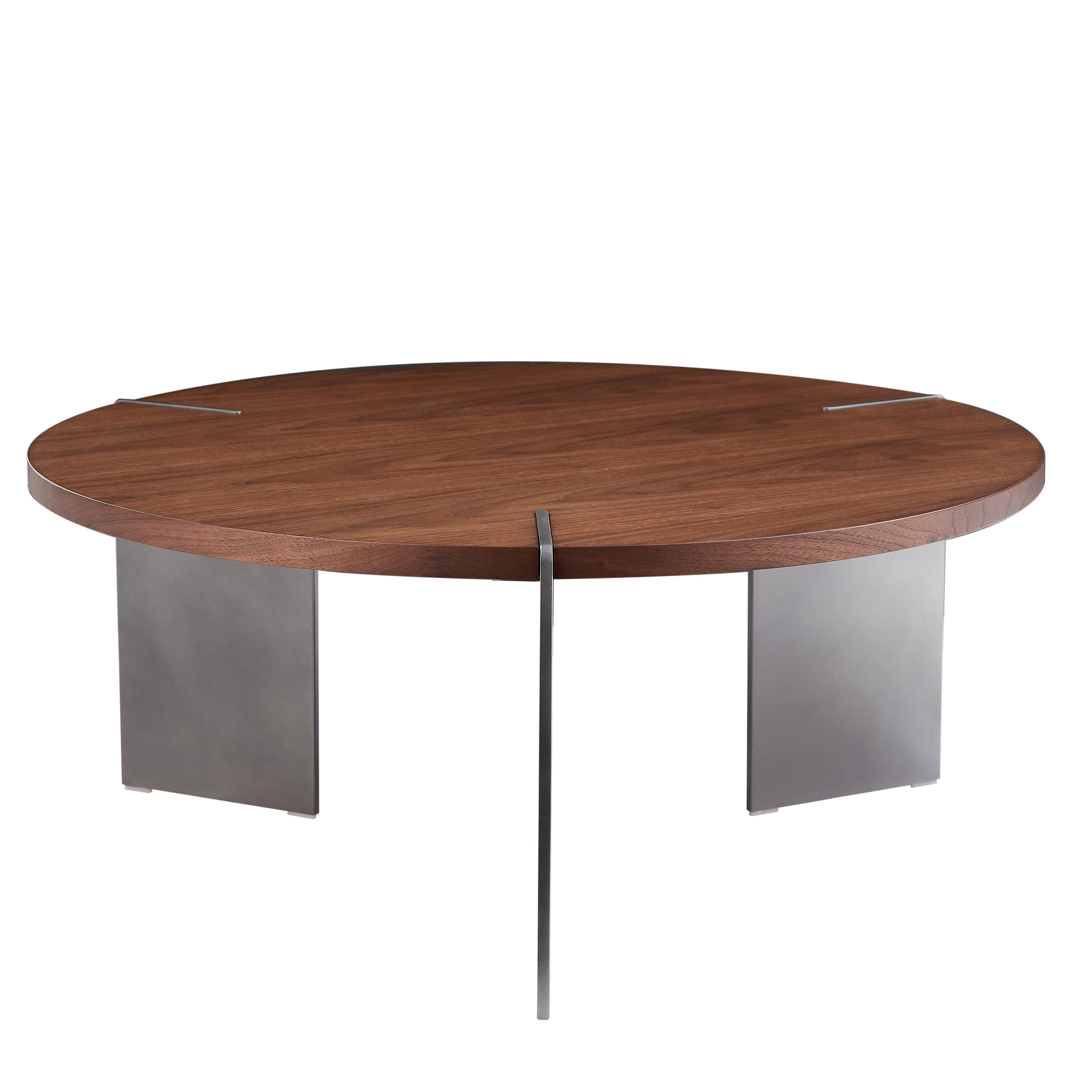 Round Coffee Table Wood Surface And Metel Feet