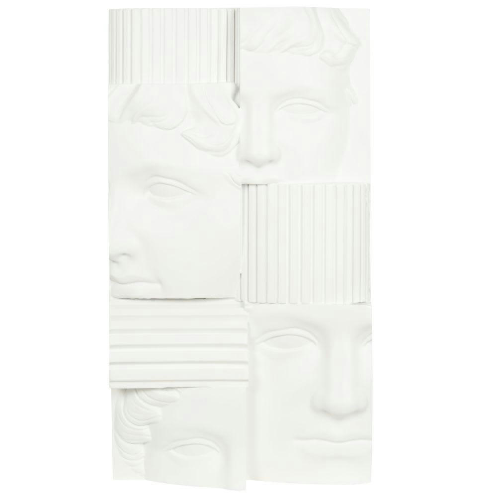 APOLLON - Déco murale visages et colonnes en polyrésine blanche 27x49