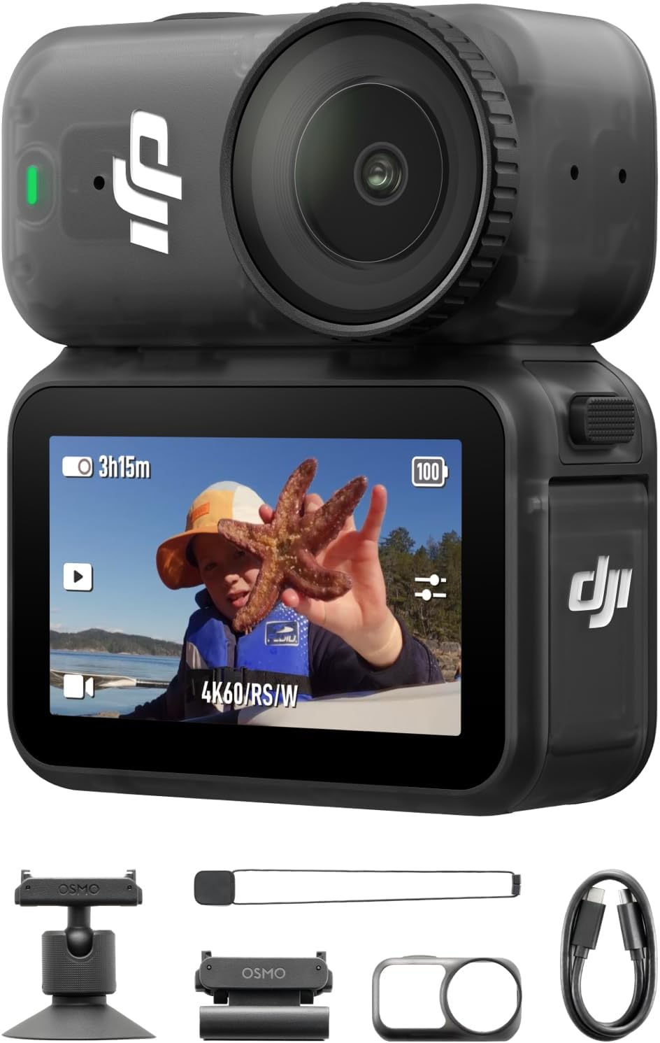 DJI Osmo Nano Standard Combo (128GB) - Small 4K/60fps Vlogging Camera with a 1/1.3″ Sensor  143° Wide FOV Video  200-Min Recording  Swift Content Transfer  Magnetic POV Cam 4K for Sports  Vlog