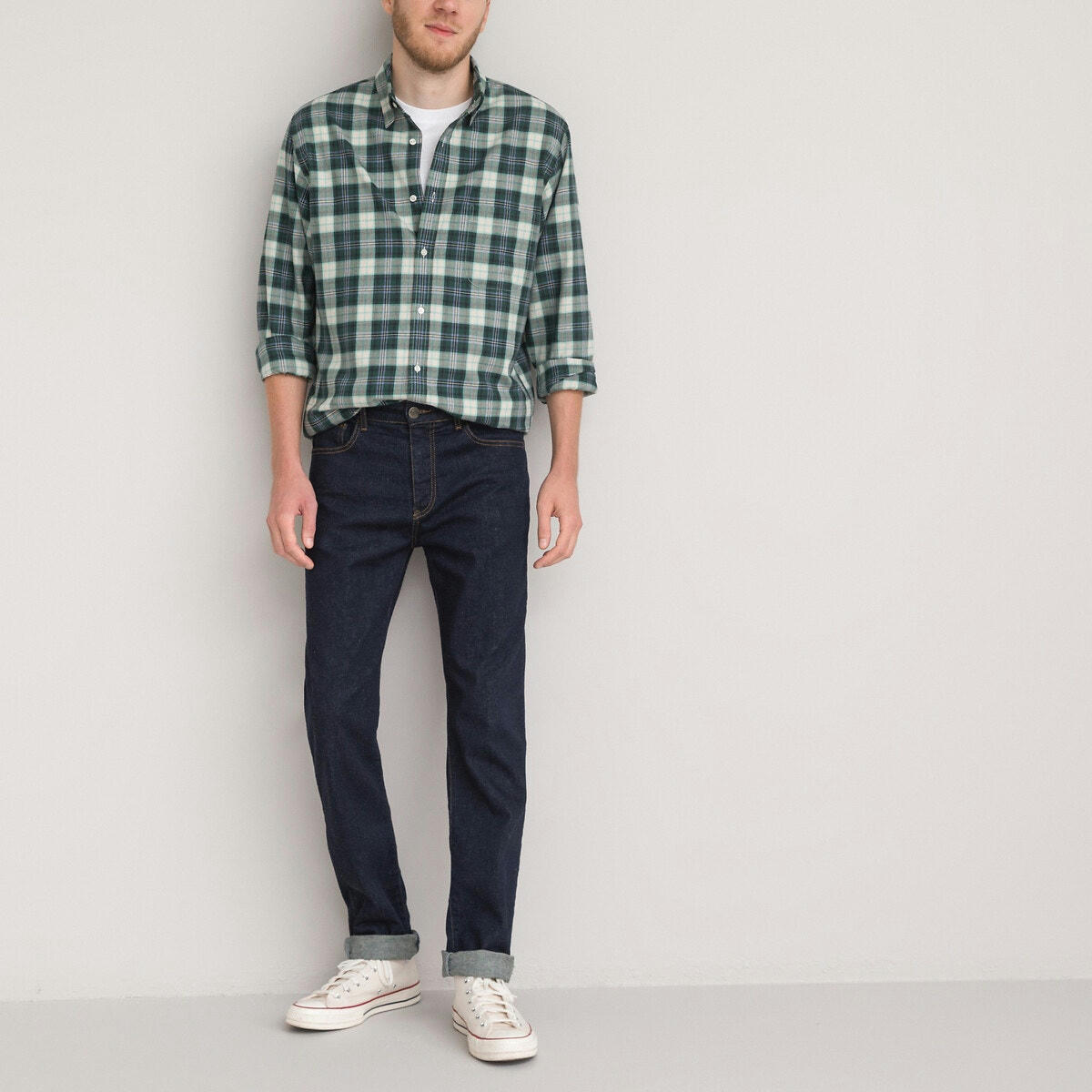 Chemise droite imprimé, manches longues