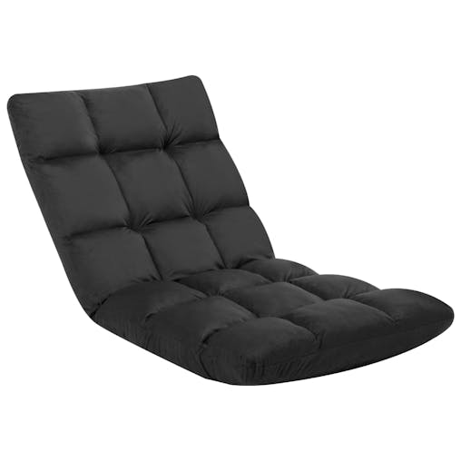 NNEVL Folding Floor Chair Black Microfibre