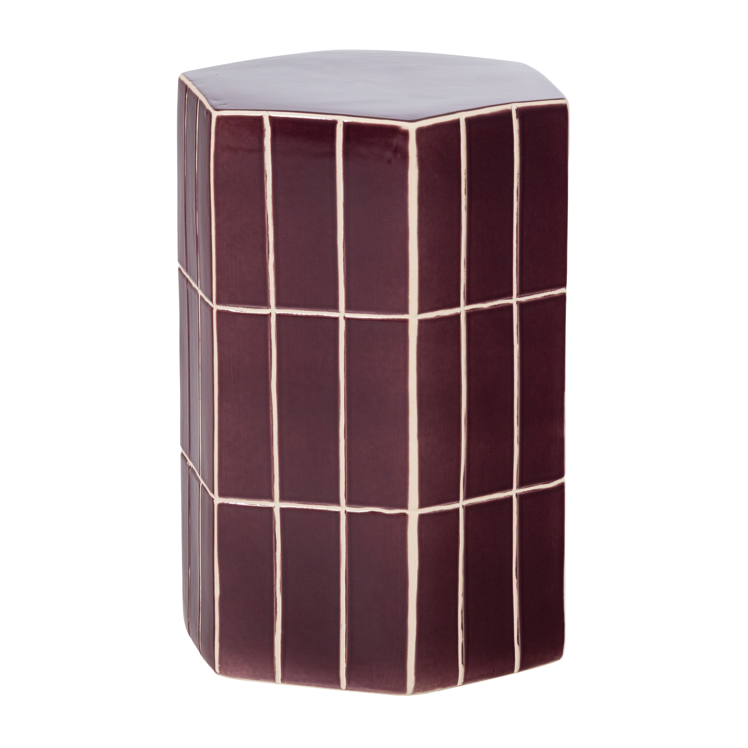 WOOOD Plu Decoratieve Bijzettafel - Keramiek - Paars - 42x30x26