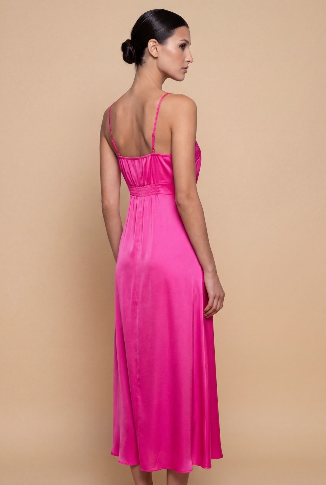 Little Mistress Pink Satin Rosette Midaxi Dress