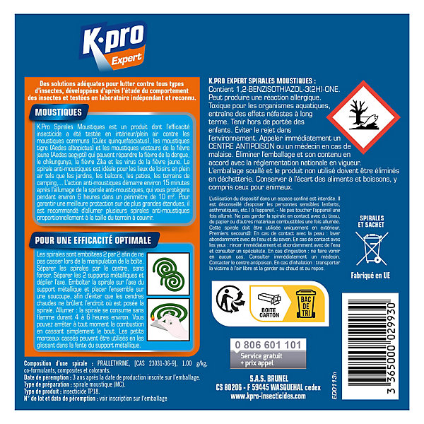 Lot 10 spirales   1 supports métalliques anti-moustiques Kapo expert