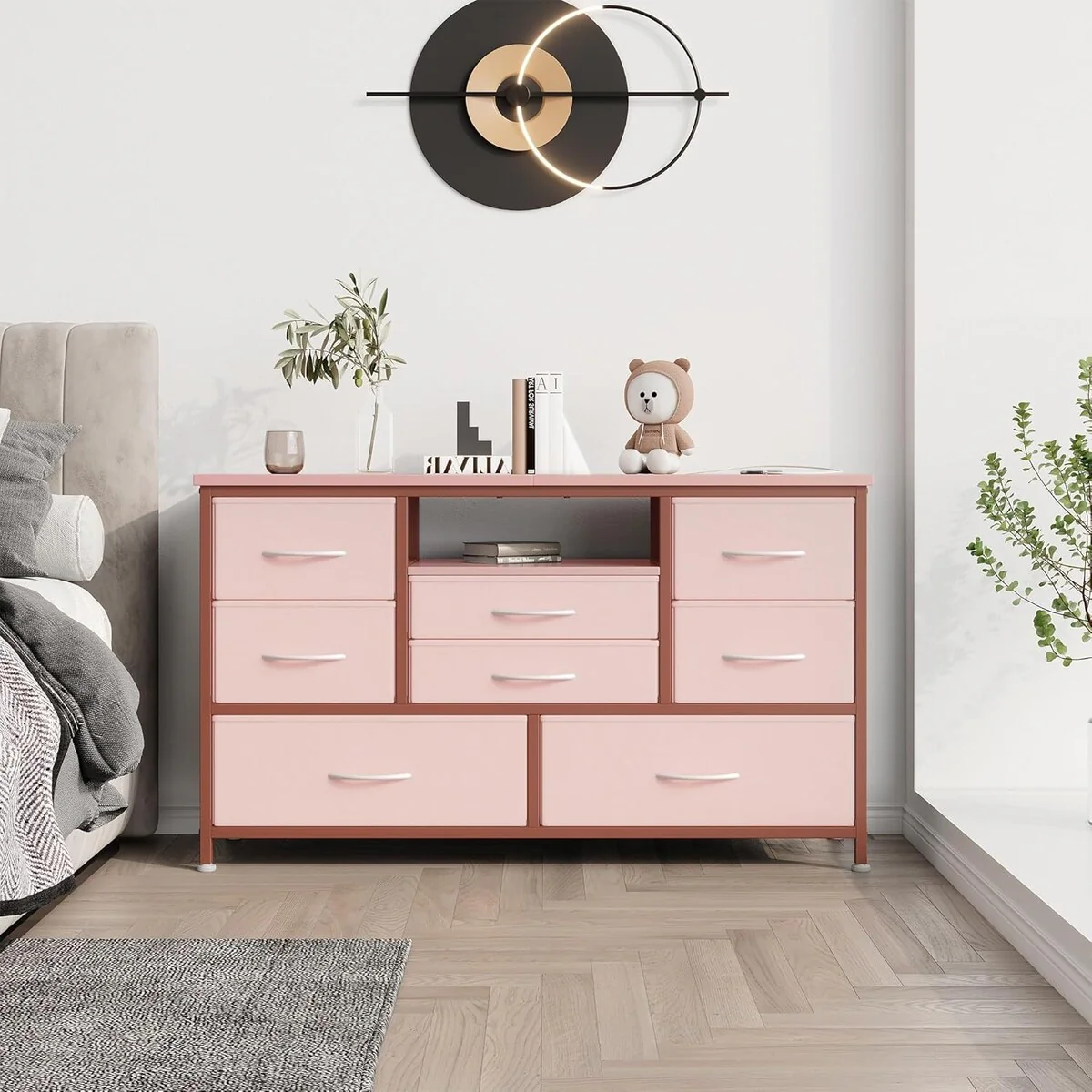 8 Dresser TV Stand with Power Outlet & LED for 55'' TV