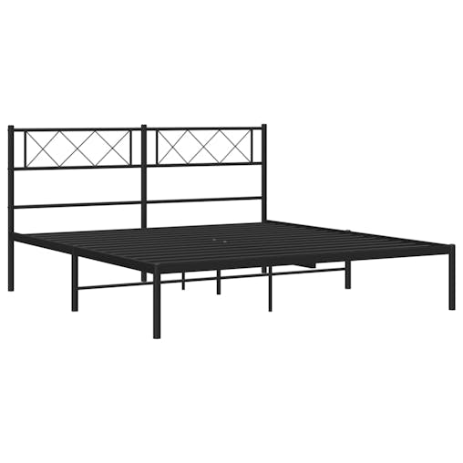 NNEVL Metal Bed Frame with Headboard Black 150x200 cm
