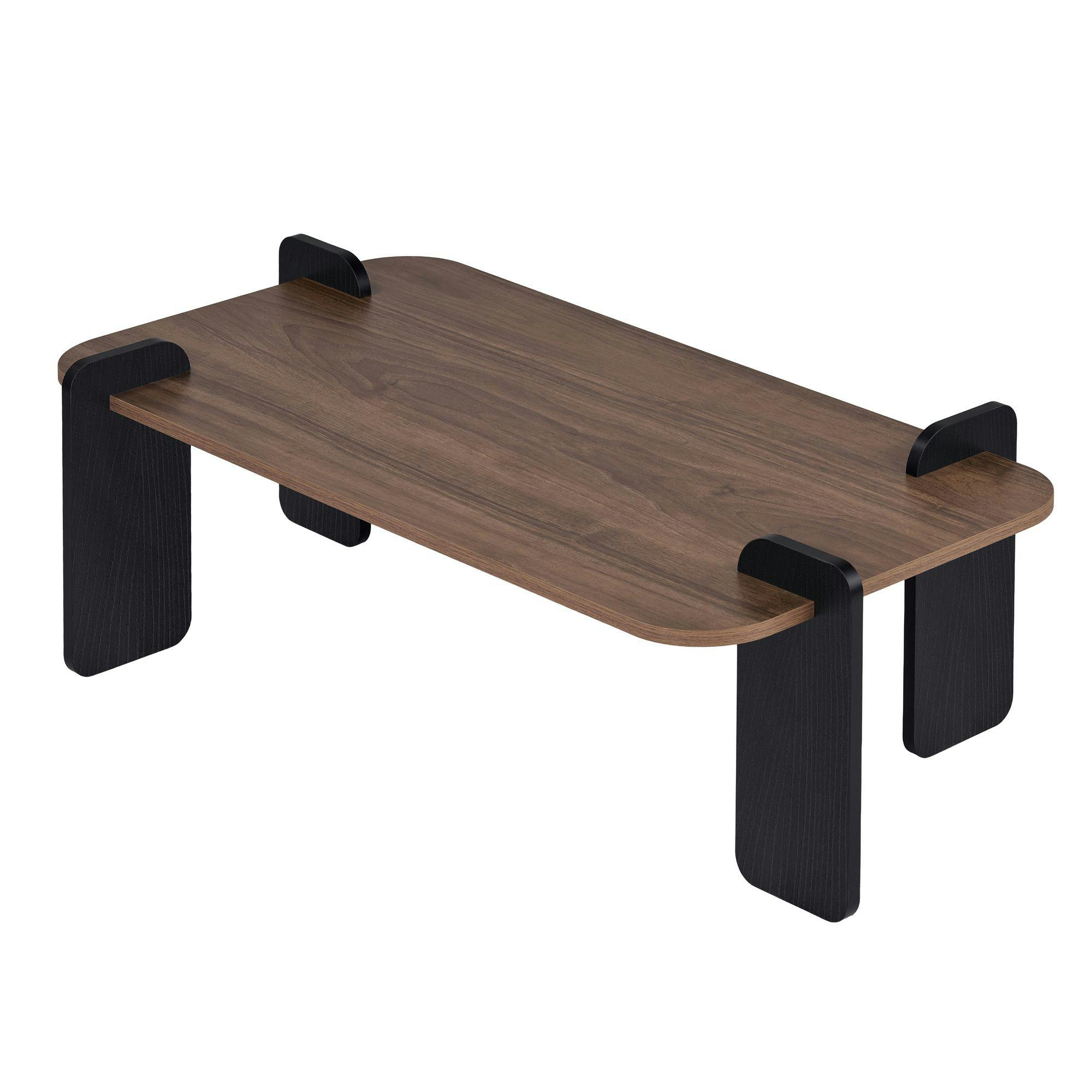 Table basse rectangulaire décor noyer et bois noir MARFA