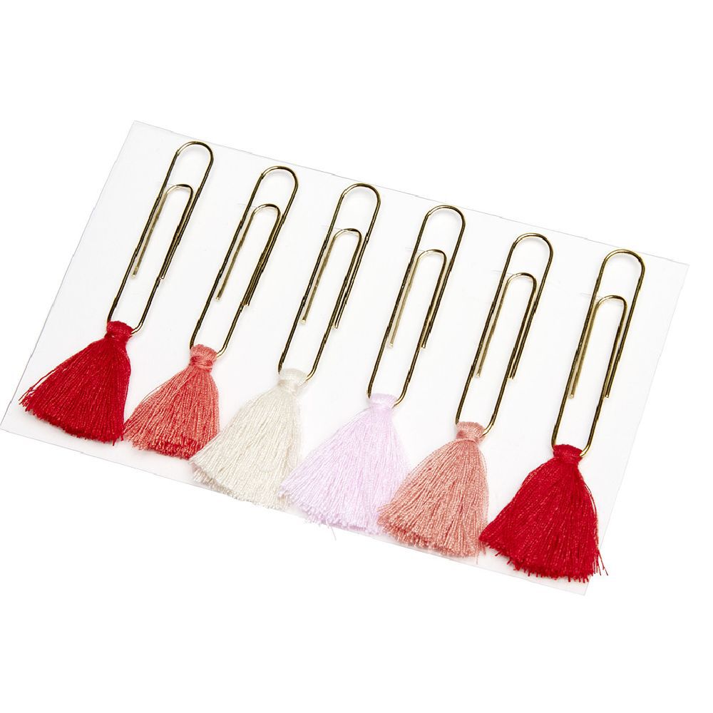 Trombone fantaisie couleur or à pompons camaïeu de rouges x 6
