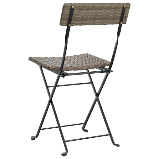 NNEVL Folding Bistro Chairs 2 pcs Grey Poly Rattan and Steel