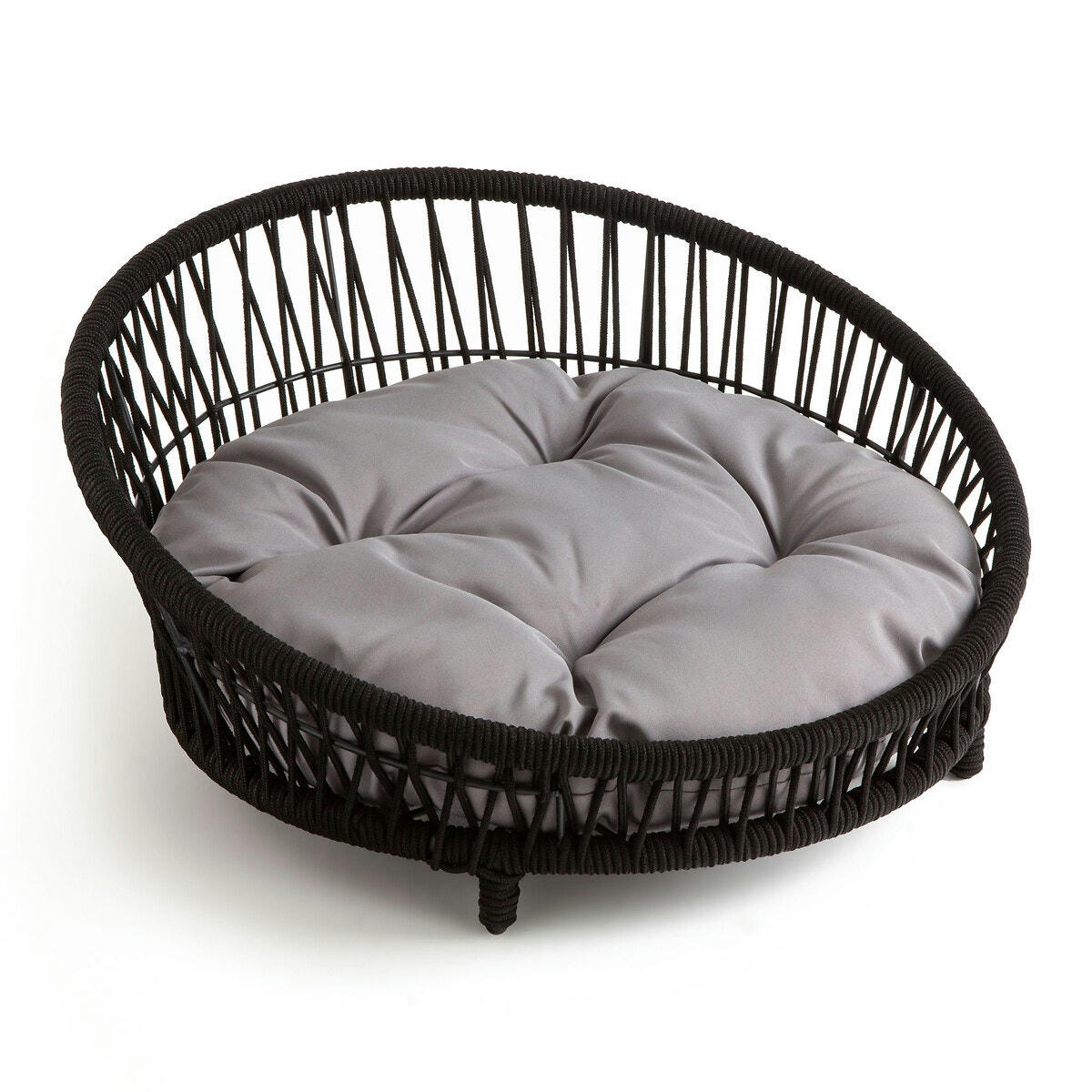 Panier rond chien en métal acier et corde, Makana