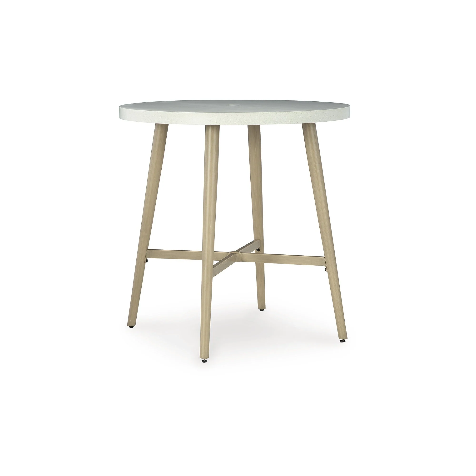Signature Design by Ashley Seton Creek Beige/White Outdoor Bar Table - 40 W x 40 D x 42.25 H