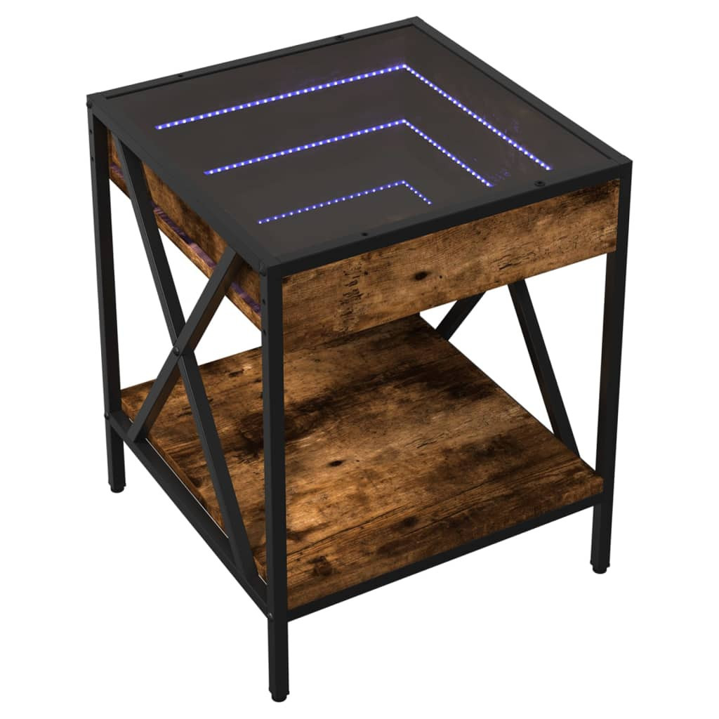 Szafka Nocna Stolik Komoda Brązowa z LED Do Sypialni 40x40x49 cm
