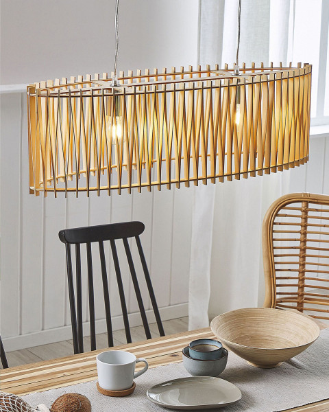 Lampa wisząca MDF jasne drewno