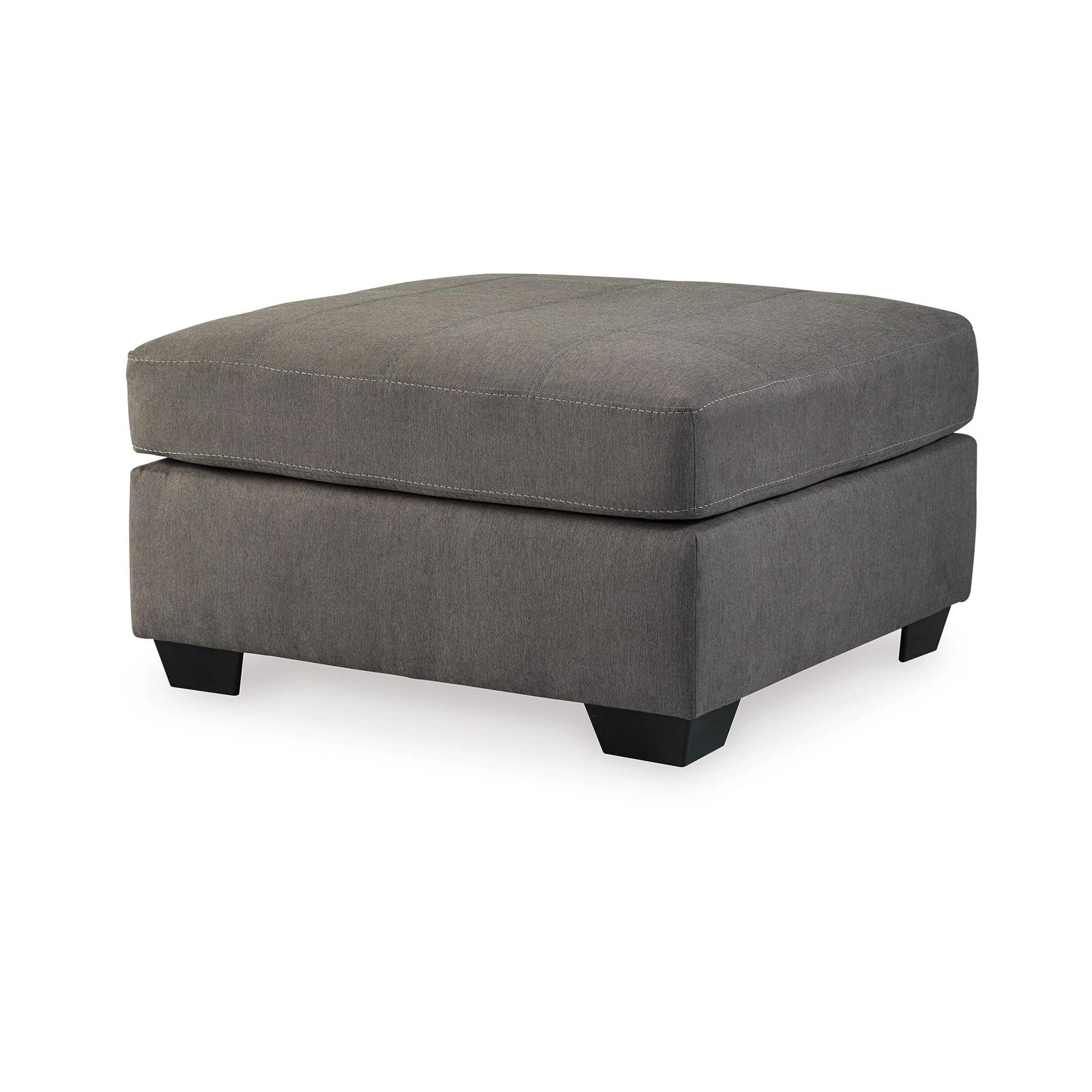 Maine Oversize Accent Ottoman, Charcoal Gray Polyester, 37 Inch Square
