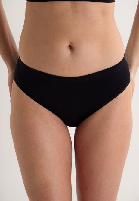 Womens Black High Leg Seam Free Briefs