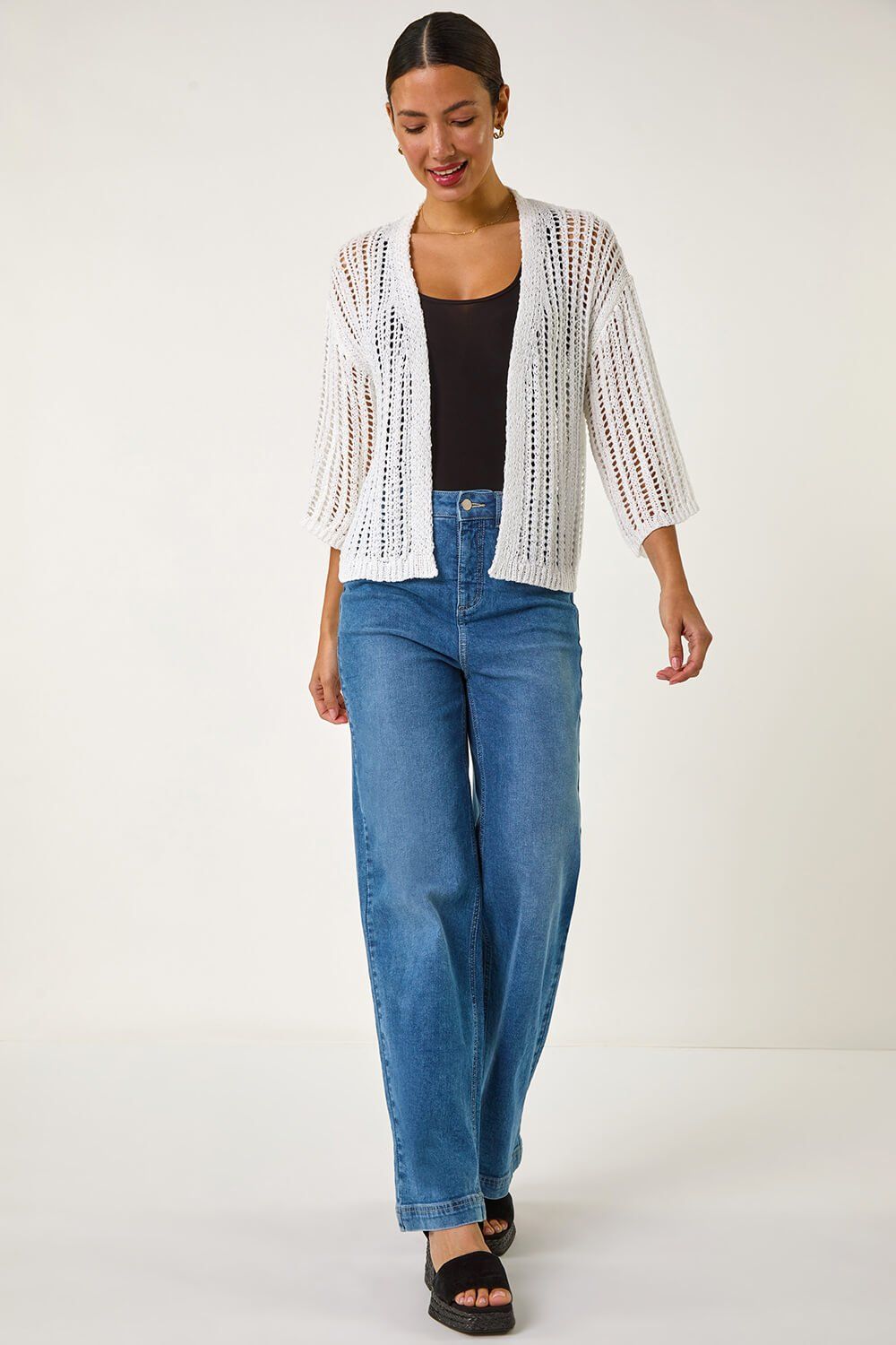 Roman Stitch Detail Knit Cardigan