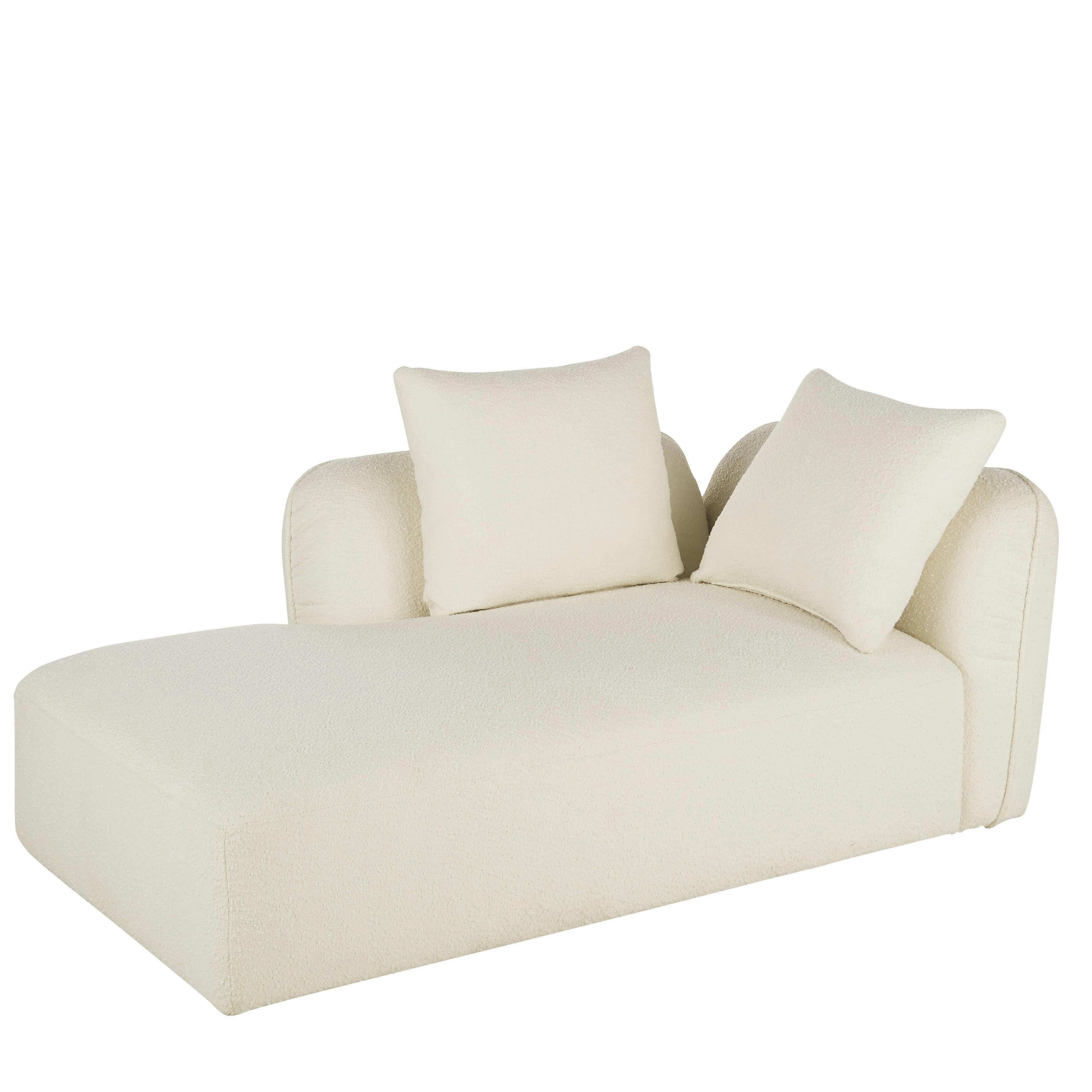 Flake - Méridienne gauche pour canapé modulable tissu écru effet laine bouclée