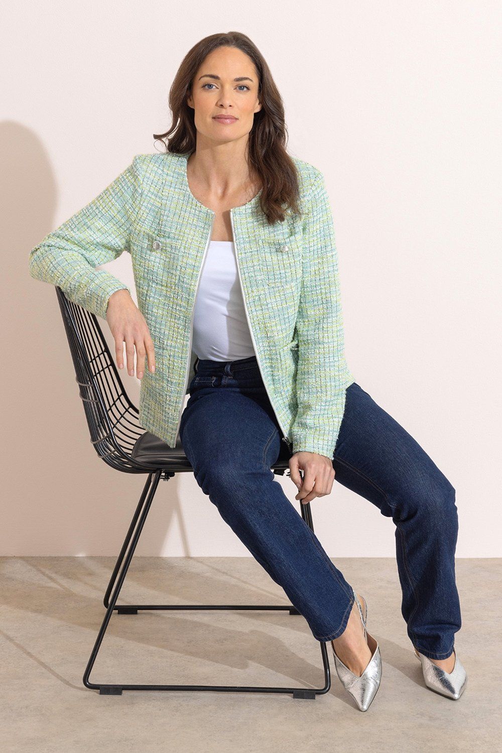 Klass. Textured Knitted Zip Up Jacket