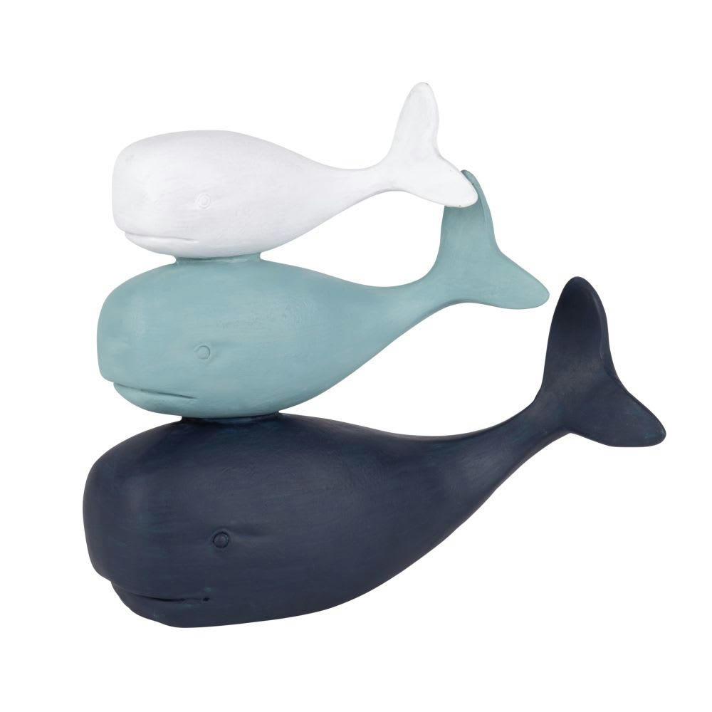 - Statuette 3 baleines bleue et blanche H17