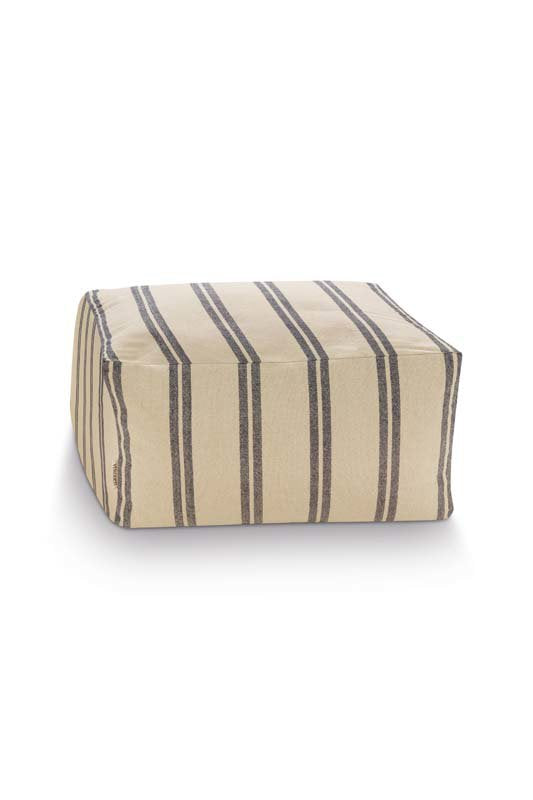vtwonen Poef - Gestreept - Beige - 45x45x25cm