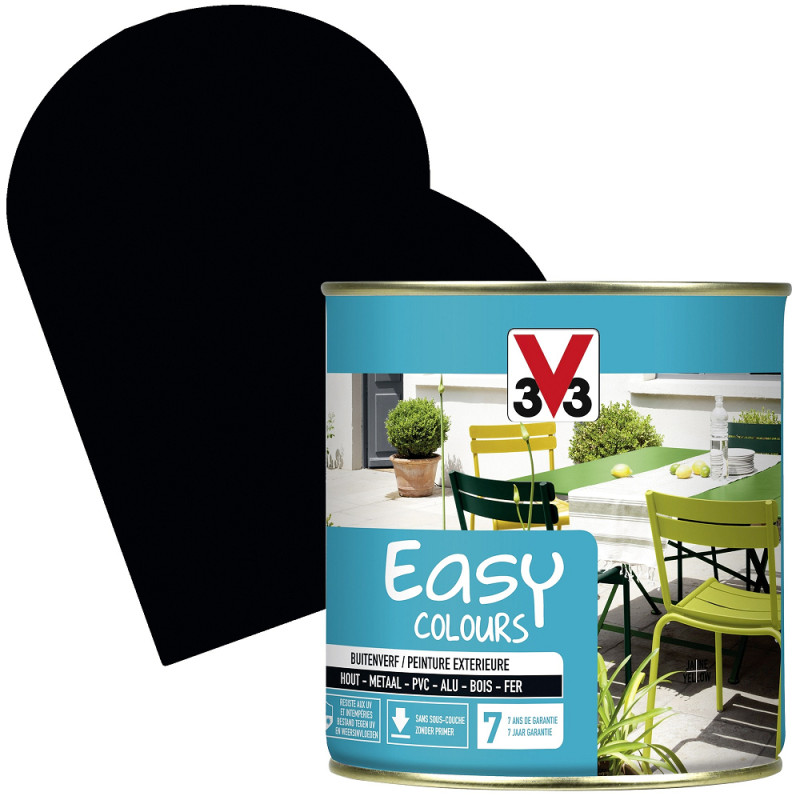 Peinture extérieure Easy Colours noir satiné 0,5 L V33