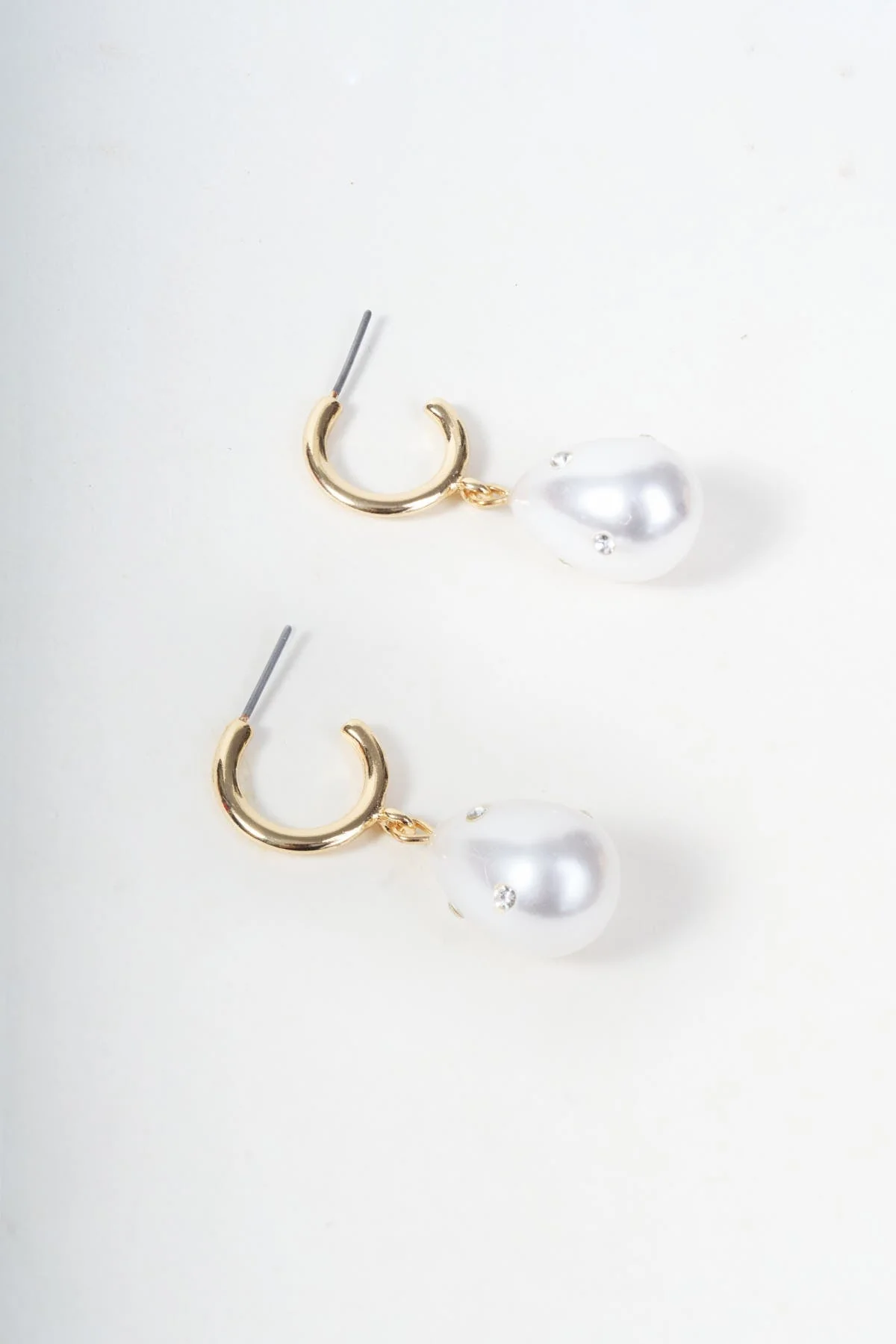 Drop Faux Pearl Hoop Earrings