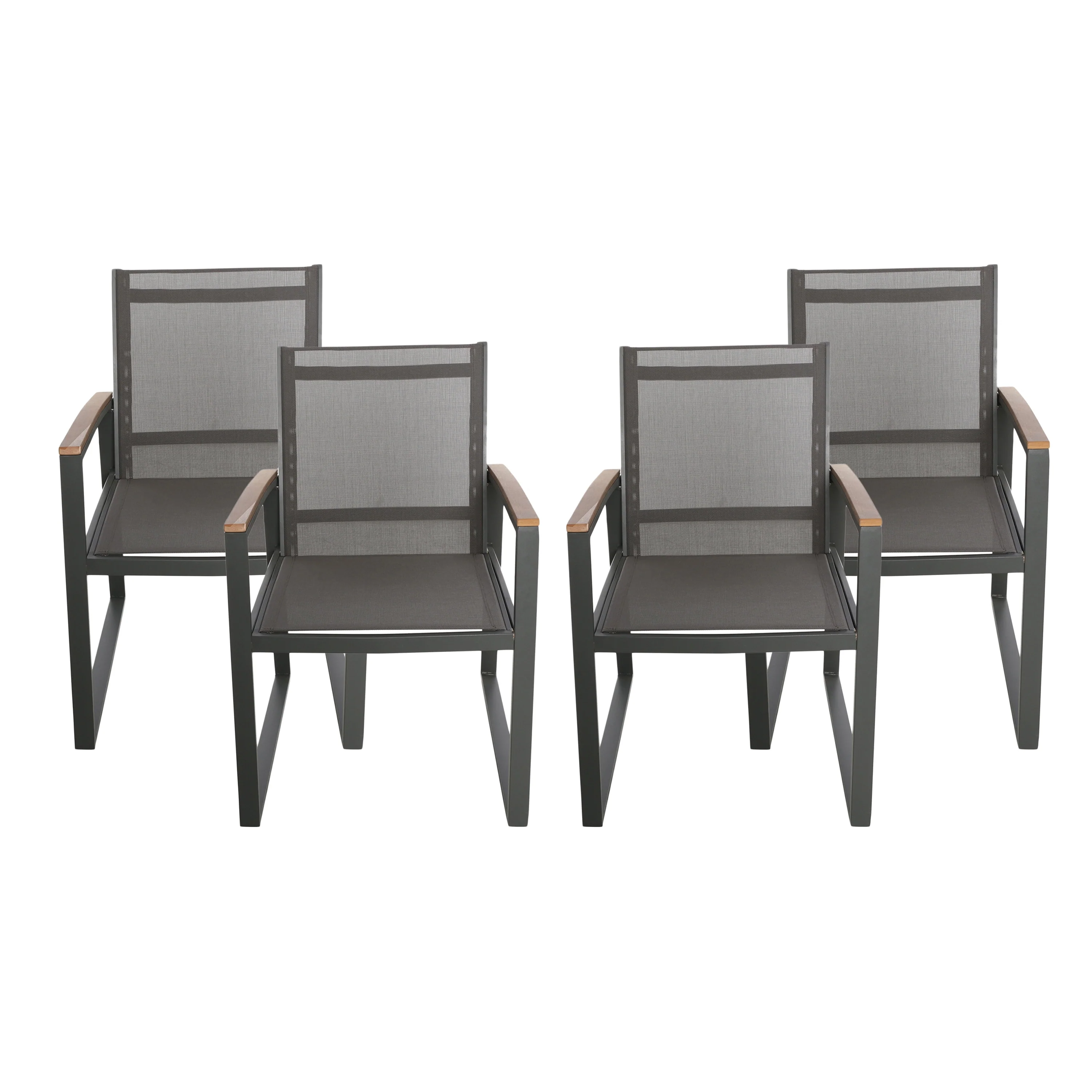 Glasgow Aluminum Outdoor Dining Chairs with Faux Wood Accents by Christopher Knight Home