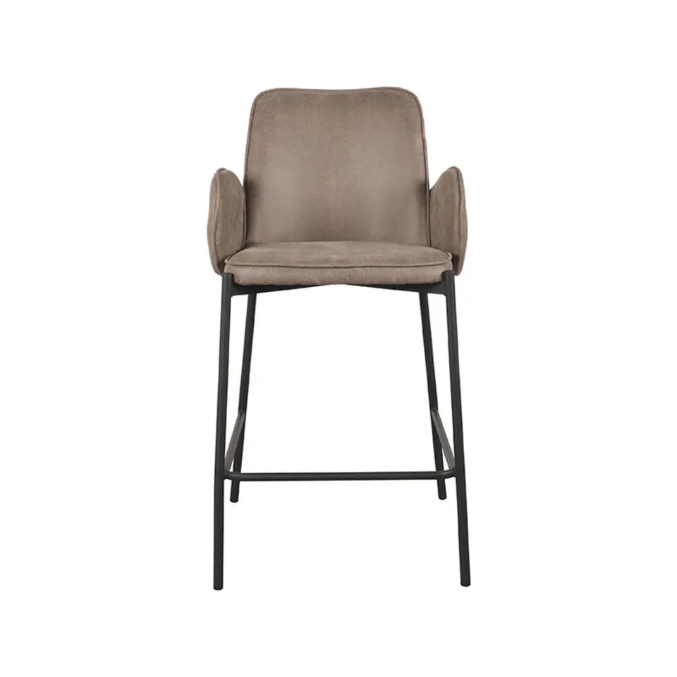 LABEL51 Barkruk Joni - Taupe - Micro Suede - Zithoogte 65 cm - set van 2