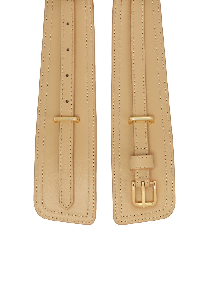 Beige leather belt 2in1