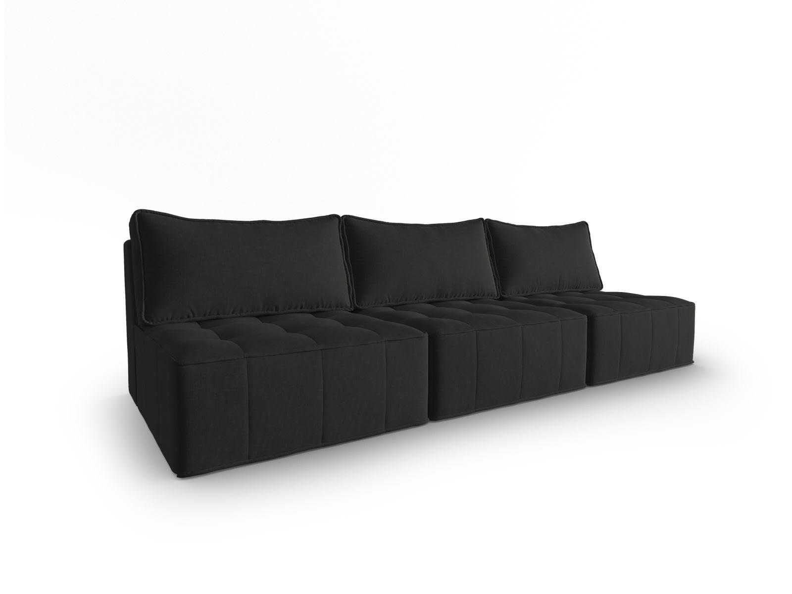 MIKE - Canapé modulable 5 places en tissu structurel noir