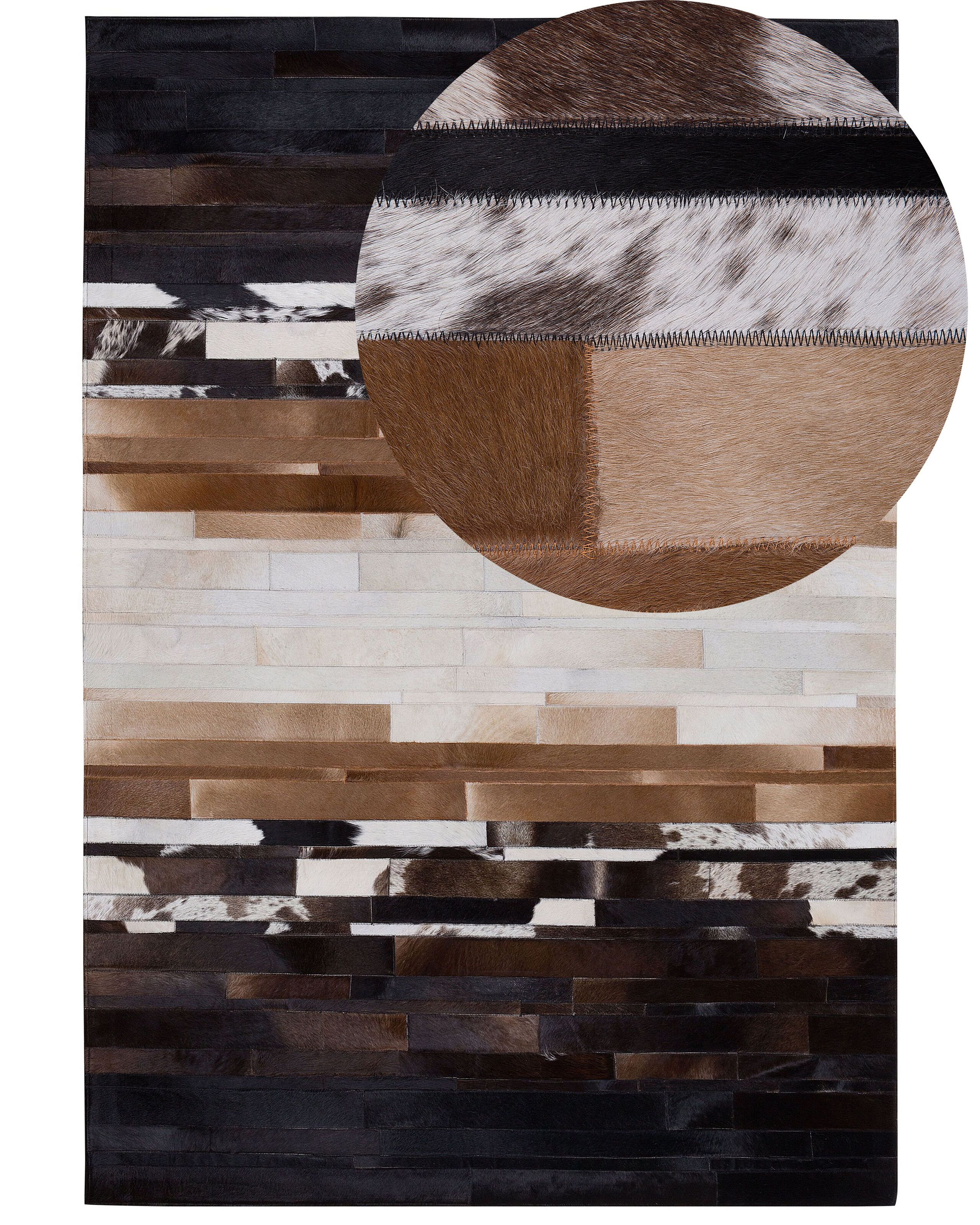 Dywan skórzany 140x200 cm czarno-beżowy