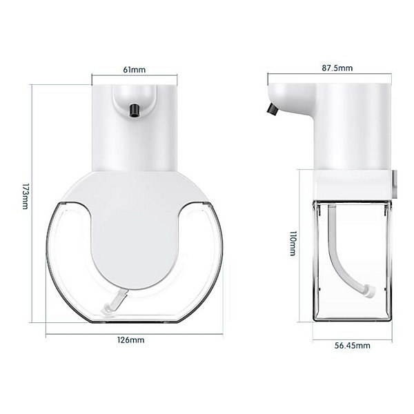 Distributeur de savon automatique 430 ml, 4 niveaux réglables, chargement USB, montage mural, adapté à la salle de bain