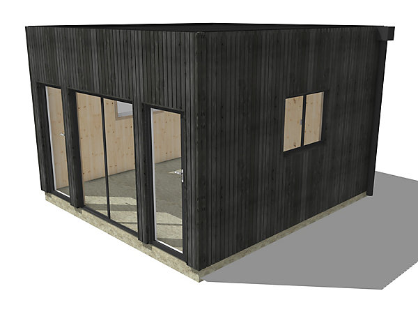 Bureau de jardin 4 saisons en bois 4,4 x 4,6 x 3,2 m / isolation RE2020