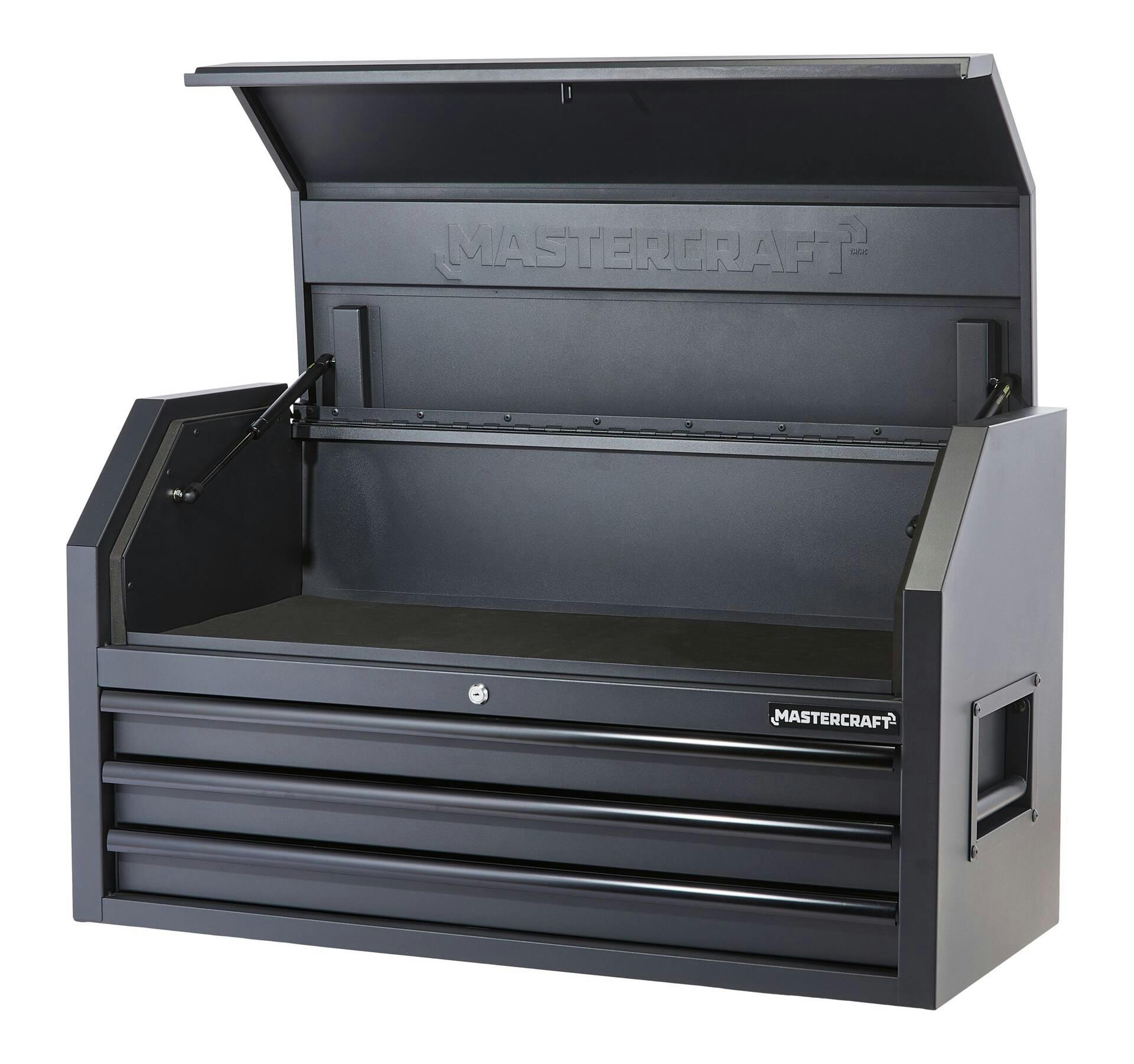 Mastercraft Tool Storage Chest, Built-In Power Bar with USB, 3 Drawer, 41-in, Black