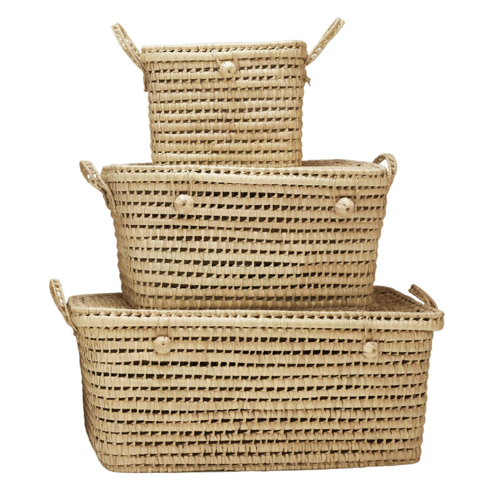 - Malle de rangement feuille de palmier osier naturel 80 cm