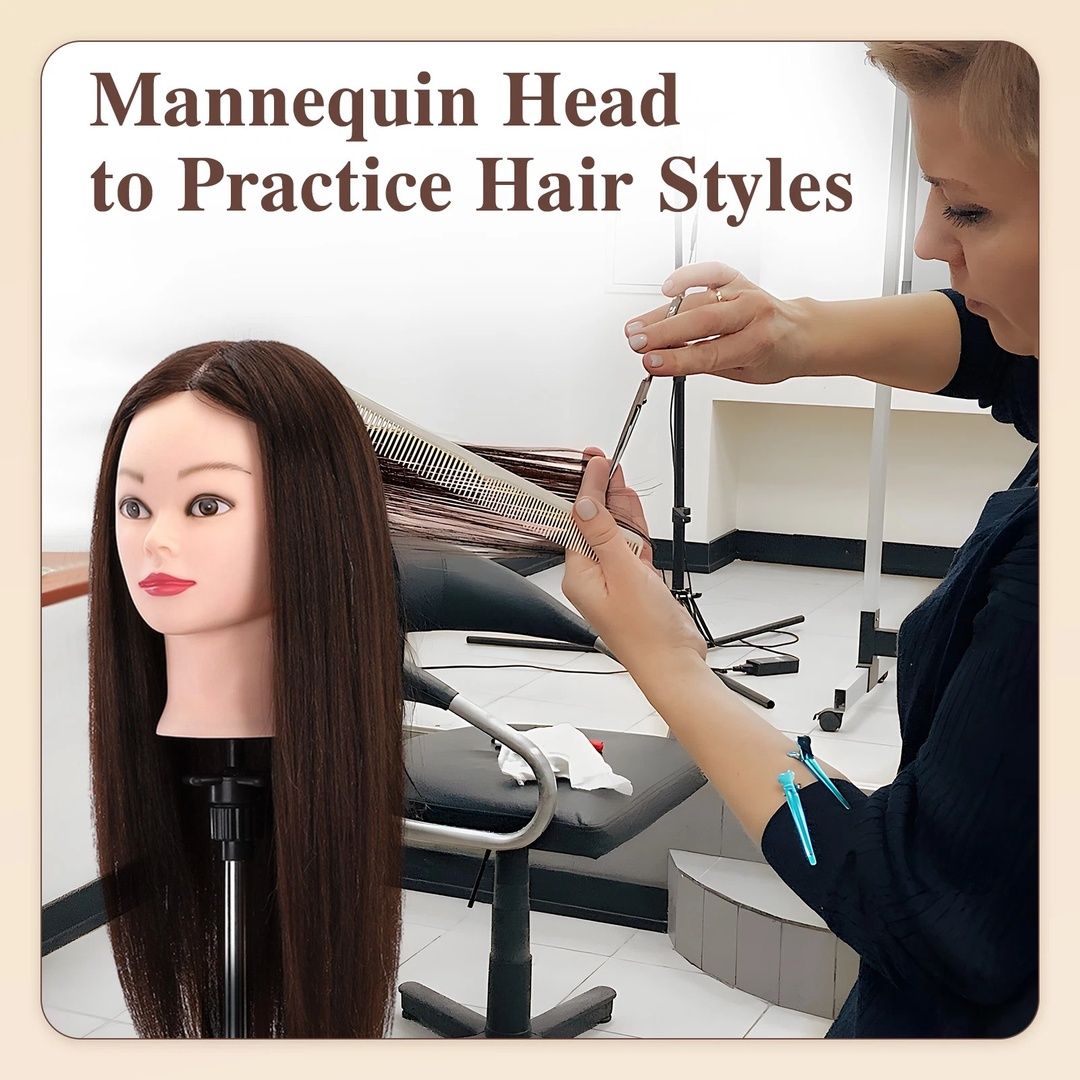 FLAVORA 100% Real Hair Mannequin Head Hairdressing Practice