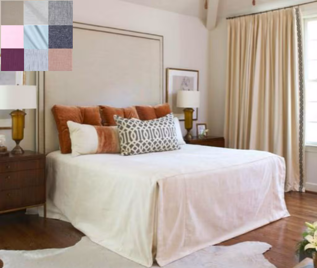 Boxed Style Bed Cover natural linen, Linen Coverlet, White, Gray, Blue, Pink, Stripe, Chevron, over 40 colors and patterns