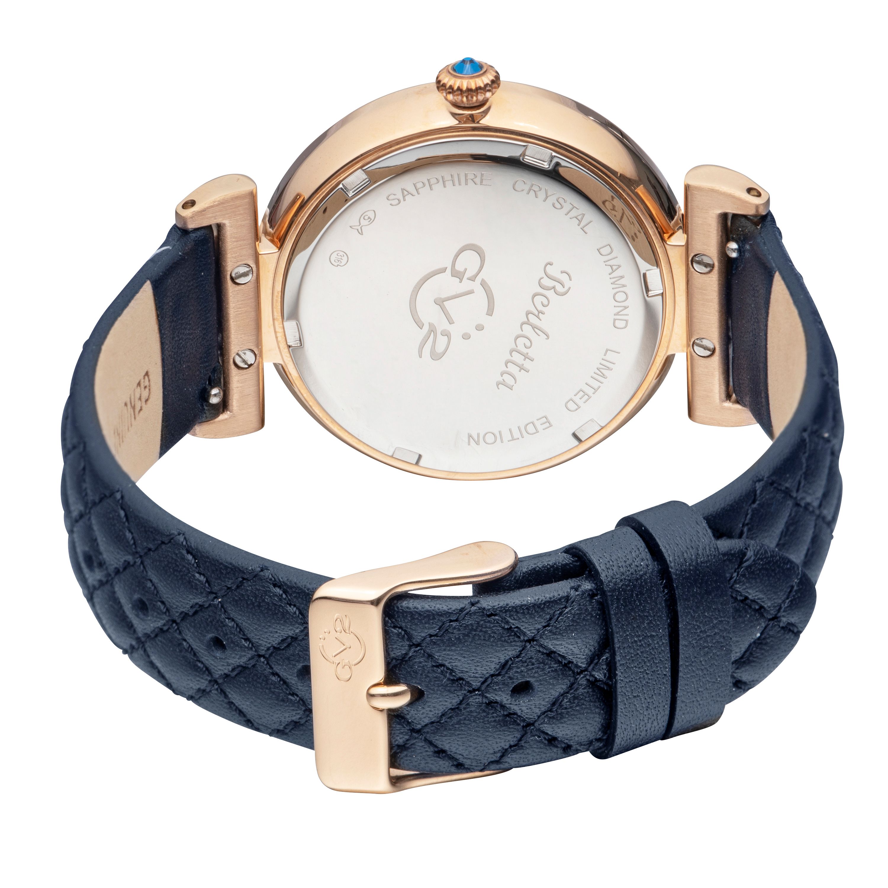 GV2 Berletta Vegan, Swiss Quartz Watch, Black Dial, Italian Vegan leather, and Sapphire Crystal