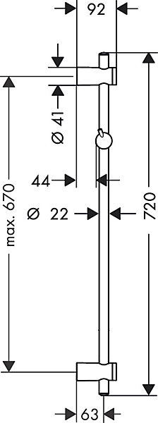 Barre de douche réglable chromé 72 cm Hansgrohe Unica