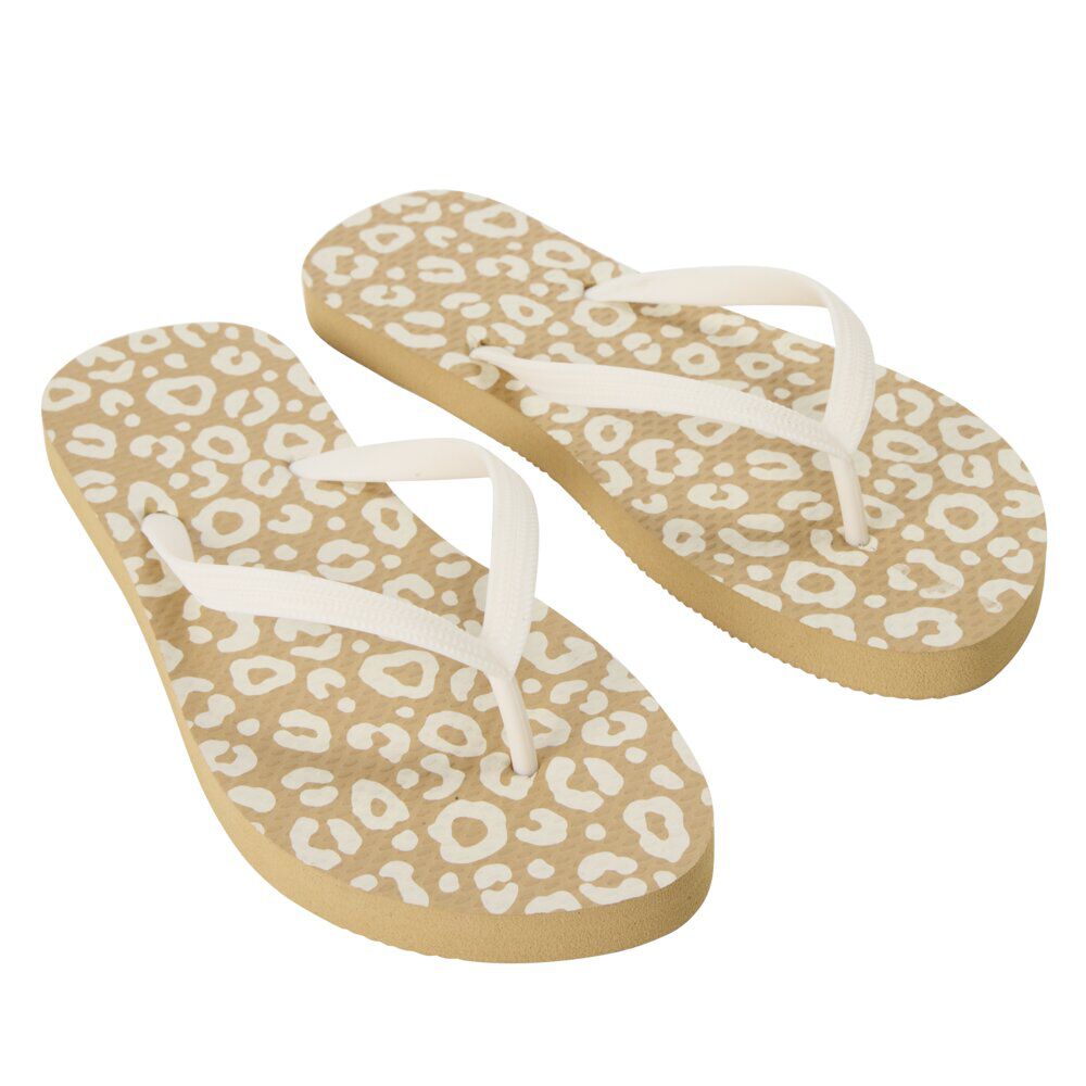 Tongs femme à motifs 36 à 41 (2 modèles léopard ou floral)