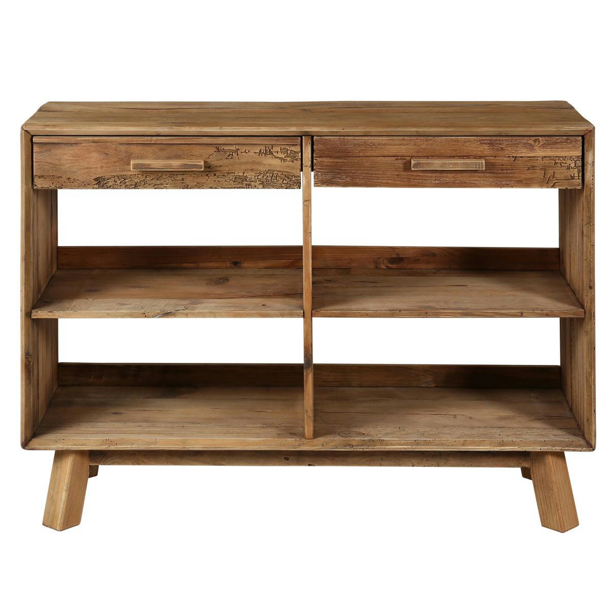 NEBRASKA - Console en pin recyclé 4 niches et 2 tiroirs