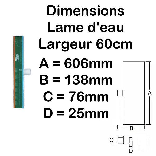 Lame d'eau de piscine LED Cascade chute d'eau en acrylique 60cm Piscine et bassins Compatible traitement au sel chlore