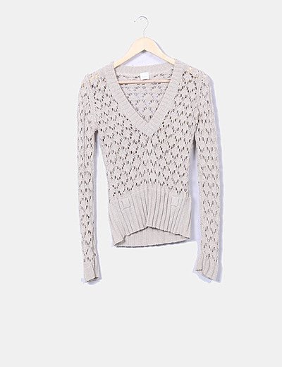 Camaïeu Beige die-cut knitted sweater